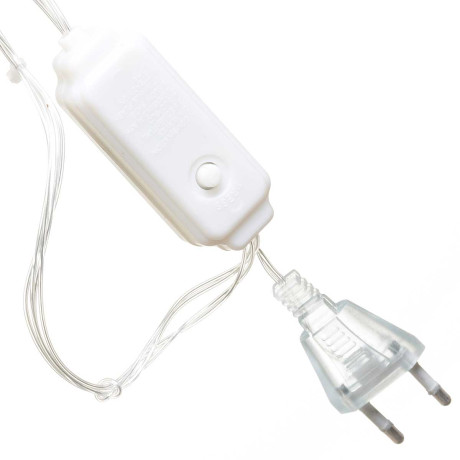 Гирлянда дождь LLN-37-1 8насадок металлических длина 3м СВЕТ ТЕПЛЫЙ БЕЛЫЙ, 8насадок Звезды-15см, Длина вниз-60-80см.(60)