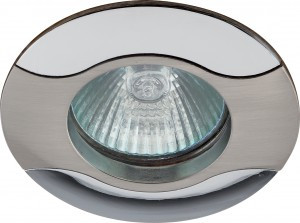 ЭРА KL18 SN/CH св-к встр. 50W MR16 GU5.3 "волна" d80, сатин никель/хром