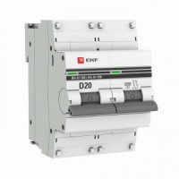 EKF PROxima Автоматический выкл ВА47-100, 2P 20А (D) 10кА