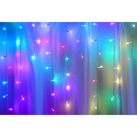 СНОУ БУМ Гирлянда эл. бахрома 2.5x0.35х0.55x0.75м, 80LED,мульти MIX, 8 реж, ПВХ белый, коннект, 220В