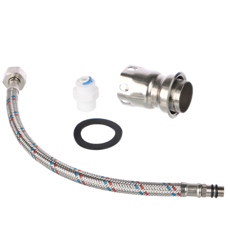 СоюзКран Смеситель для кухни с выводом пит. воды, силиконовый излив, черный, нерж.сталь, SS01-С132