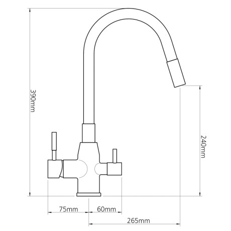 СоюзКран Смеситель для кухни с выводом пит. воды, силиконовый излив, черный, нерж.сталь, SS01-С132
