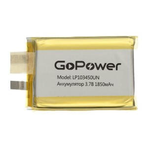 Ак-р Li-Pol GoPower LP103450UN 3.7V 1850mAh без защиты