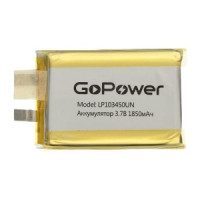 Ак-р Li-Pol GoPower LP103450UN 3.7V 1850mAh без защиты