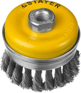 STAYER "PROFESSIONAL". Щетка чашечная усилен д/УШМ, жгутирован сталь проволока 0,5мм, 80ммхМ14