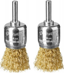 Набор щеток ЗУБР "ПРОФЕССИОНАЛ" кистевые д/дрели, витая ст. латуниров проволока 0,3мм, 24мм, 2шт