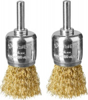 Набор щеток ЗУБР &quot;ПРОФЕССИОНАЛ&quot; кистевые д/дрели, витая ст. латуниров проволока 0,3мм, 24мм, 2шт