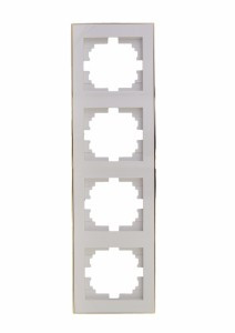 Lezard RAIN рамка 4 мест. верт. бел. с бок. вст. золото (PC) 703-0226-154