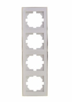 Lezard RAIN рамка 4 мест. верт. бел. с бок. вст. золото (PC) 703-0226-154