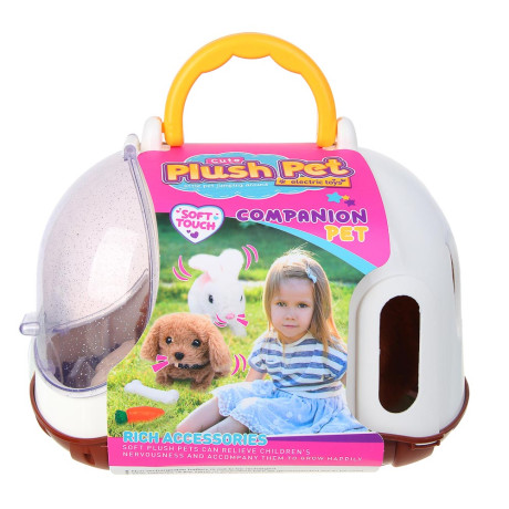 ИГРОЛЕНД Питомец интерактивный в переноске, 2хАА, ABS, полиэстер, 17,5х24х22 см