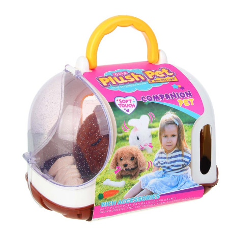 ИГРОЛЕНД Питомец интерактивный в переноске, 2хАА, ABS, полиэстер, 17,5х24х22 см