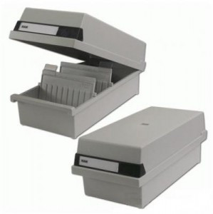 Картотека пласт. HAN (Германия) А6 с крышкой горизонтал. на 1300 карточек 148*105мм, серая НА956/11