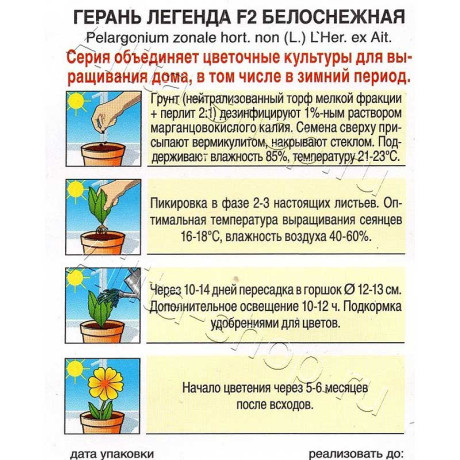 Семена КОМ Герань Легенда белоснежная Аэлита Ц