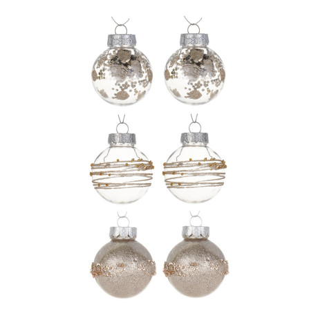 СНОУ БУМ Набор шаров 6 см, 6 шт, шампань, 2 вида, 26-178