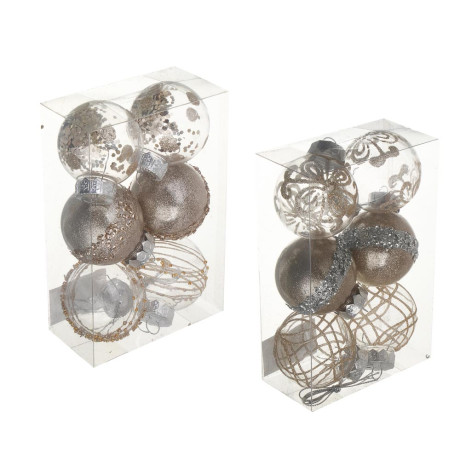 СНОУ БУМ Набор шаров 6 см, 6 шт, шампань, 2 вида, 26-178