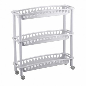 Этажерка 3 полки узкая (59*18*61см) Джулия, пластик, светло-серый 431241530 Бытпласт