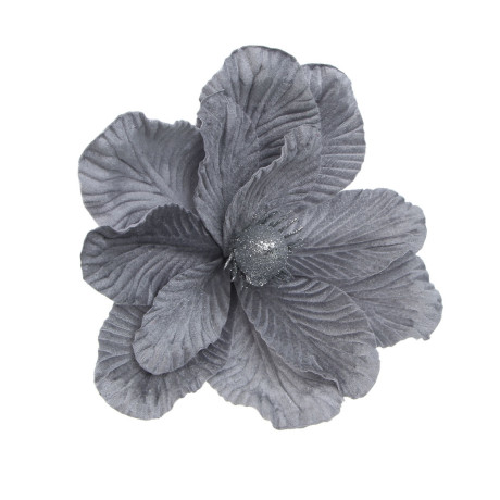 СНОУ БУМ Цветок Магнолия на клипсе 22 см, металл, полиэстер, глиттер, цвета в ассортименте, 3 цвета