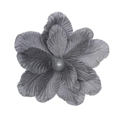 СНОУ БУМ Цветок Магнолия на клипсе 22 см, металл, полиэстер, глиттер, цвета в ассортименте, 3 цвета