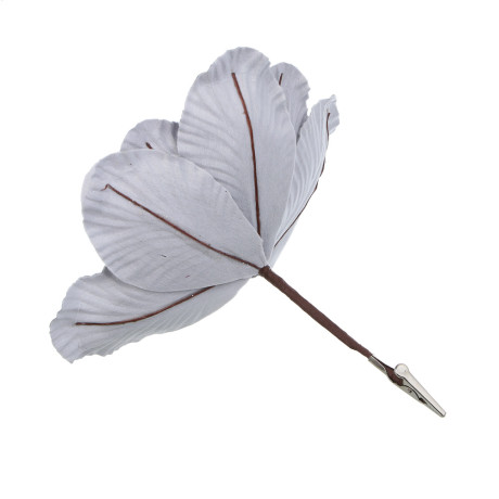 СНОУ БУМ Цветок Магнолия на клипсе 22 см, металл, полиэстер, глиттер, цвета в ассортименте, 3 цвета