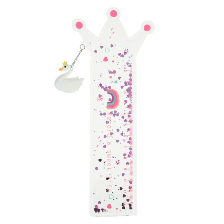 ЦАРЕВНА ЛЕБЕДЬ Линейка 12см гибкая, фигурная, цветной принт, брелок в форме лебедя