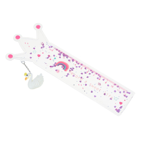 ЦАРЕВНА ЛЕБЕДЬ Линейка 12см гибкая, фигурная, цветной принт, брелок в форме лебедя