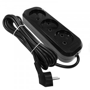 UNIVersal сет. удлинитель ПВС 2х0.75 3роз. 3м 10А черный  (корпус ABS) E-203 2114