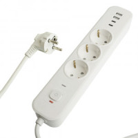 STEKKER Сетевой фильтр (удл.) ПВС 3х1 3роз.(земля)белый 3м 16А 2USB-A+2 Type-C HM21-31-02 Nova 50100
