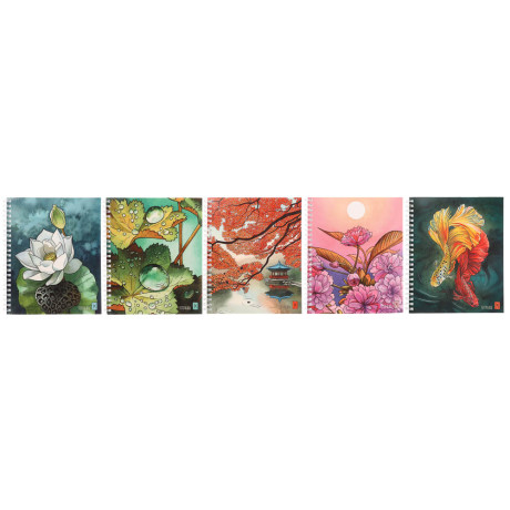 Тетрадь общая на спирали 80л. в клетку, обл.мел. картон, БЕЛЫЕ ЛИСТЫ, микс