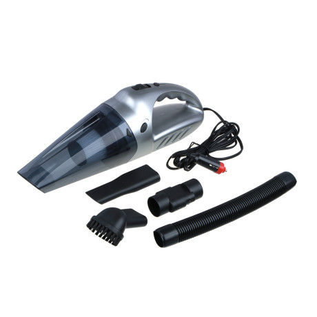 ЕРМАК Пылесос автомобильный 150Вт, 3 насадки, 3800Pa, серый