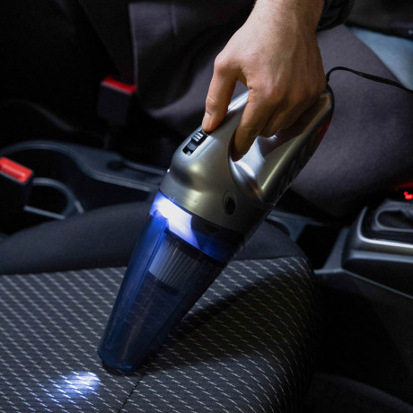 ЕРМАК Пылесос автомобильный 150Вт, 3 насадки, 3800Pa, серый