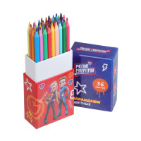 BY Русские Супергерои Карандаши 36цв., 3-хгран., коробка-подставка со съем.верхом, &quot;Джуниор&quot;
