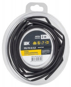 IEK термоусадка трубка ТТУ нг-LS 3/1,5 черная (2м/упак, цена за уп) ТУТ UDR12-003-D15-002-K02-T