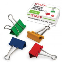 Зажимы д/бумаг STAFF 51мм, на 230л., комплект 12шт, цветные, в карт. коробке, 225160