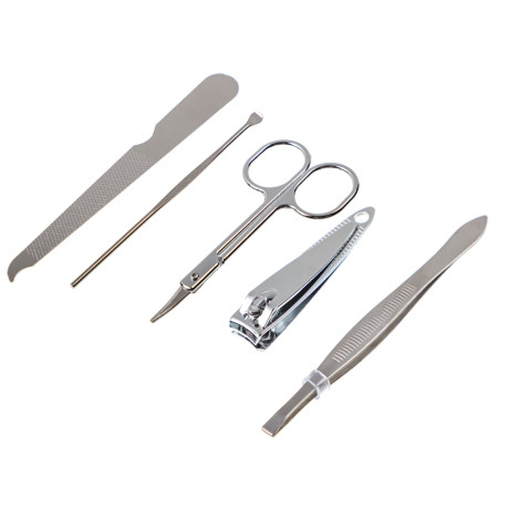 Набор маникюрный 5 пр. (ножницы, книпсер, пилка д/ногтей, пинцет, шабер) в пласт. Футляре