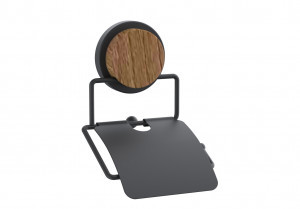 DIADONNA Держатель для туалетной бумаги с крышкой настенный (ABS) нерж.сталь, черный/дерево, D8303