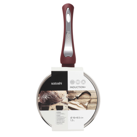 SATOSHI Ла Мери Ковш литой 1,3л, d16х8,5см, с крышкой, антипригарное покрытие мрамор, индукция