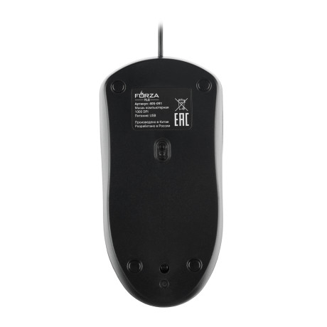 FORZA Компьютерная мышь проводная Silent, 1000DPI, бесшумный клик, длина провода 160см, чёрный