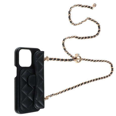 ВСЁГАЗИН Чехол для смартфона Дизайн, iP - 13 pro, черный, фэшн, цепочка c черной кожей и кулоном