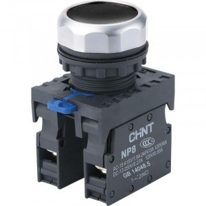 CHINT кнопка управления NP8-11BN/2 без подсветки, самовозвратом, чёрная, 1НО+1НЗ, IP65 (R) 667112
