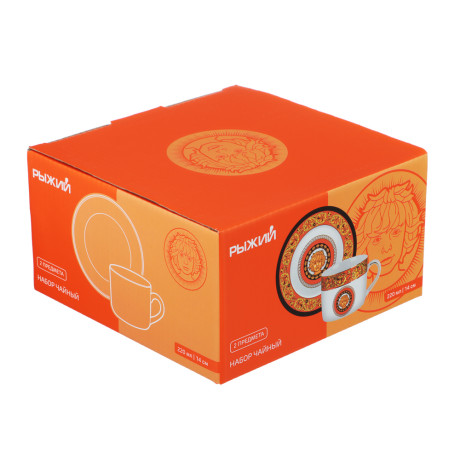 Рыжий Набор чайный 2 предмета, 220мл, 14см, фарфор, подарочная упаковка
