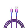BY Кабель для зарядки Jam microUSB, 1м, Быстрая зарядка 3А, QC, PD 20W, тканевый, фиолетовый