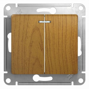 Systeme Electric GLOSSA мех. выкл. СУ 2 кл. темный дуб (пл.осн.. инд.) GSL000553 (5!)