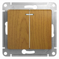 Systeme Electric GLOSSA мех. выкл. СУ 2 кл. темный дуб (пл.осн.. инд.) GSL000553 (5!)