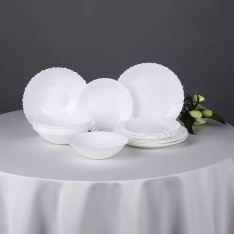 MILLIMI Бьянко Плюс Набор столовой посуды 19 пр., опаловое стекло