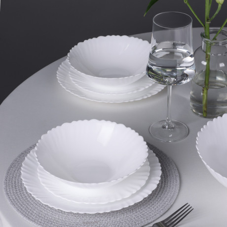 MILLIMI Бьянко Плюс Набор столовой посуды 19 пр., опаловое стекло