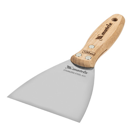Шпательная лопатка из нержавеющей стали, 100 мм, буковая рукоятка, EFP Matrix