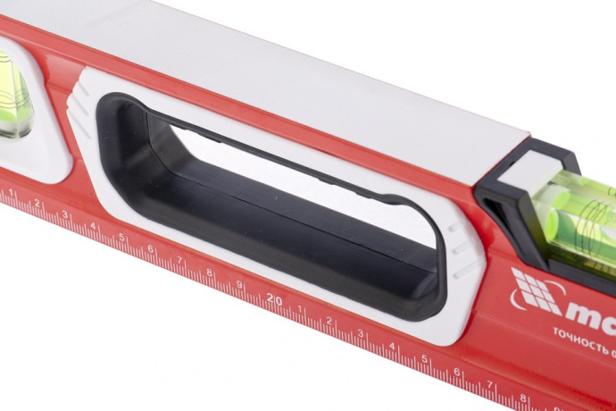 Уровень алюминиевый, магнит, фрезерованный, 3 глазка (1 зеркальный) двухкомпонентные рукоятки, 1200 мм Matrix