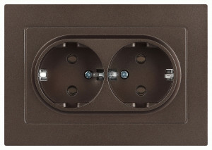 ЭРА Intro Accent мех. роз. СУ 2 мест. (земля), 16А 250В, бронза 6-205-08