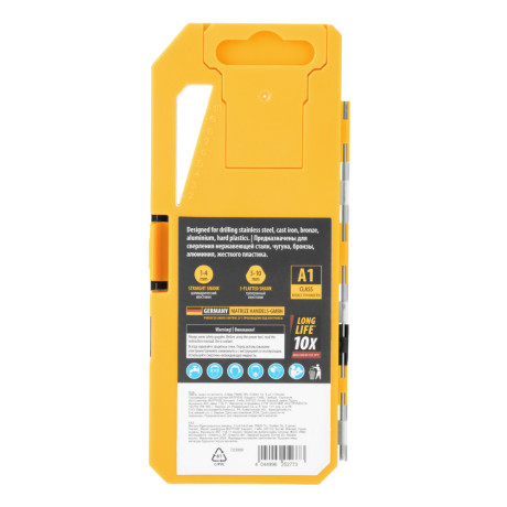 Набор сверл по металлу, 2-8мм, Р6М5-TiN, Golden Tip, 6 шт Denzel