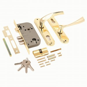 АЛЛЮР 103/3 GP латунь 5кл. М/О расстояние 70мм 3-ригеля Замок врезной с/руч  (12)